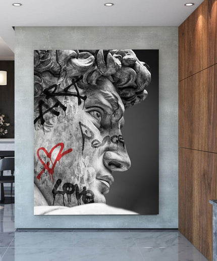 Unveiling the Titan - Michelangelo's David Art Canvas Masterpiece Poster Wall Poster