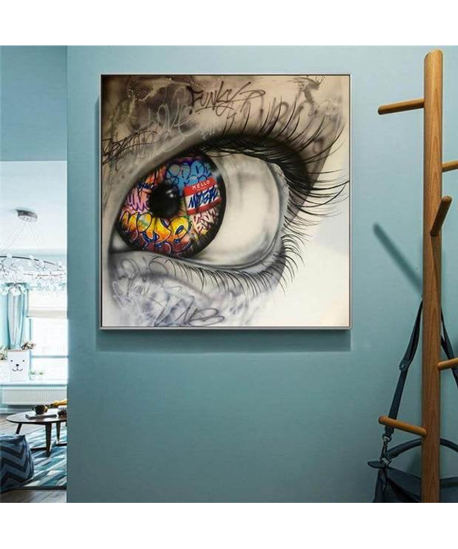Urban Gaze: Graffiti Eye Close-Up Art Print Wall Poster