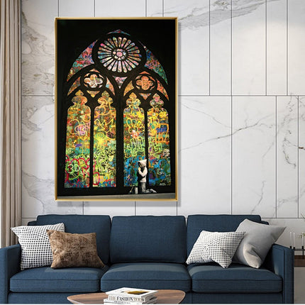 Hope in Biblical Graffiti: Banksy Inspired Graffiti Canvas Wall Poster