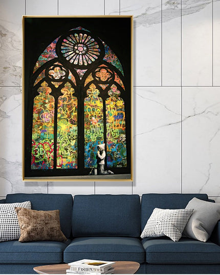 Hope in Biblical Graffiti: Banksy Inspired Graffiti Canvas Wall Poster