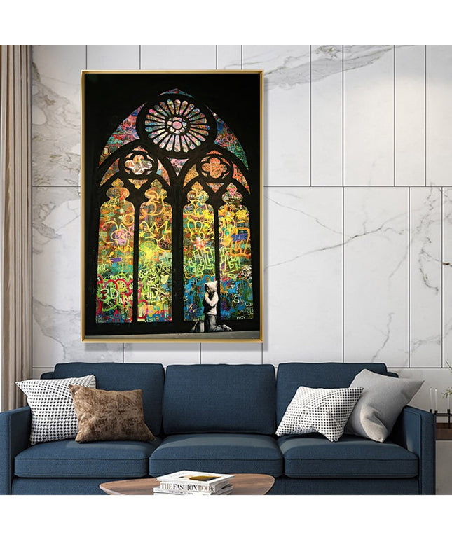 Hope in Biblical Graffiti: Banksy Inspired Graffiti Canvas Wall Poster