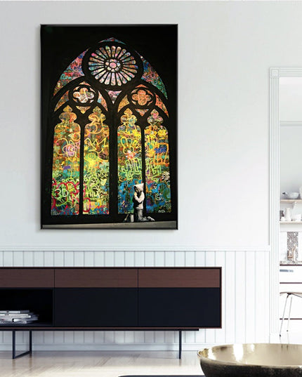 Hope in Biblical Graffiti: Banksy Inspired Graffiti Canvas Wall Poster