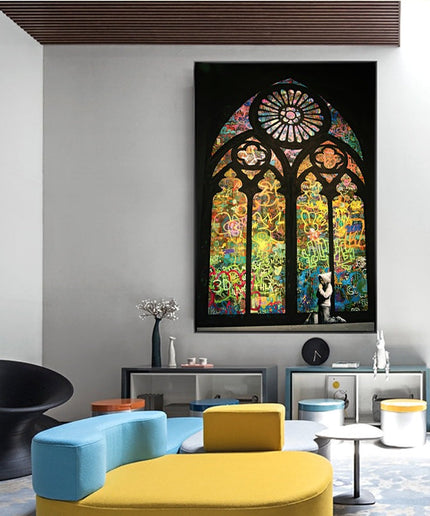 Hope in Biblical Graffiti: Banksy Inspired Graffiti Canvas Wall Poster