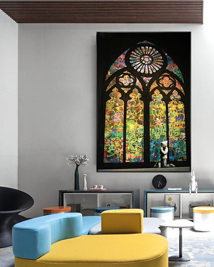 Hope in Biblical Graffiti: Banksy Inspired Graffiti Canvas Wall Poster