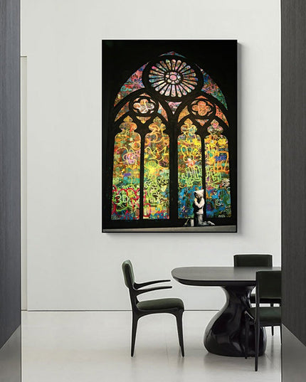 Hope in Biblical Graffiti: Banksy Inspired Graffiti Canvas Wall Poster