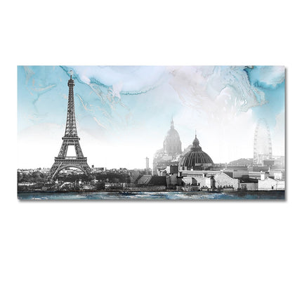 Urban Icons: Famous City Landmarks Landscape Canvas Print 