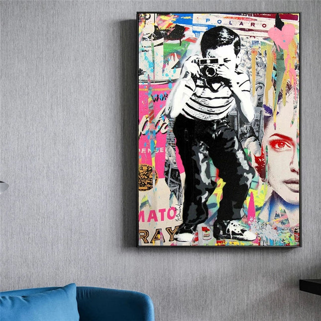 Urban Observer: Graffiti Banksy Street Art Boy Wall Poster