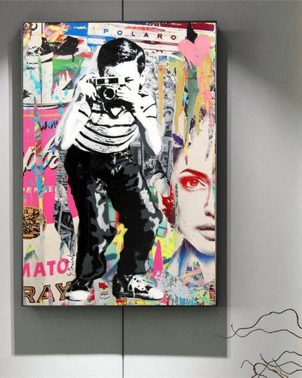 Urban Observer: Graffiti Banksy Street Art Boy Wall Poster