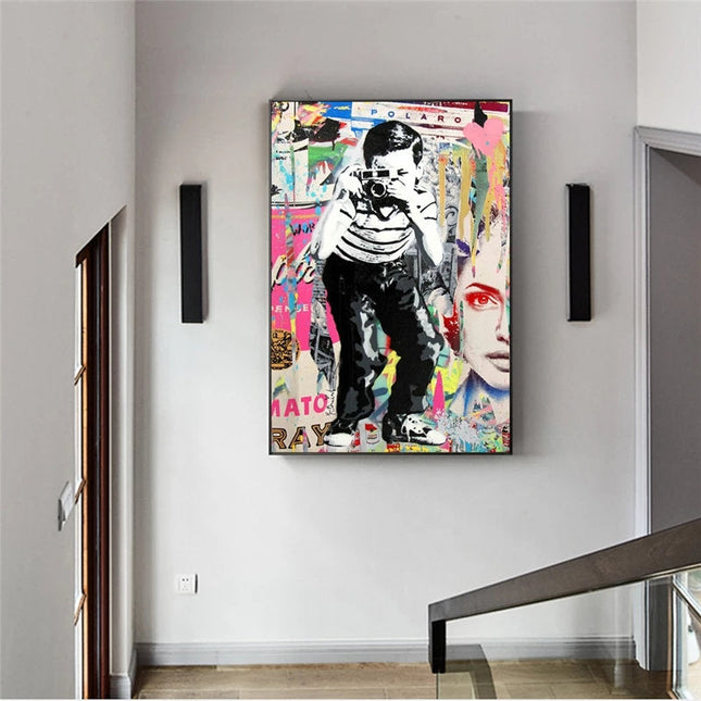 Urban Observer: Graffiti Banksy Street Art Boy Wall Poster
