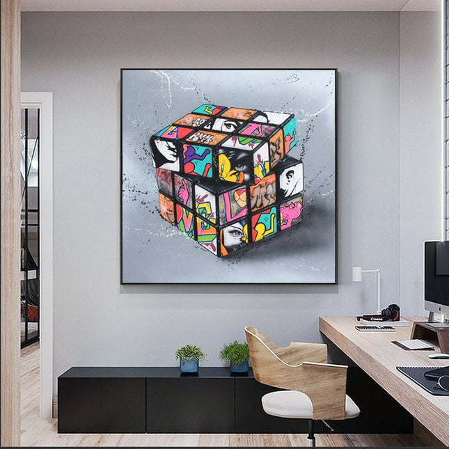Urban Puzzle - Magic Blocks Cube Graffiti Art Canvas Print Wall Poster