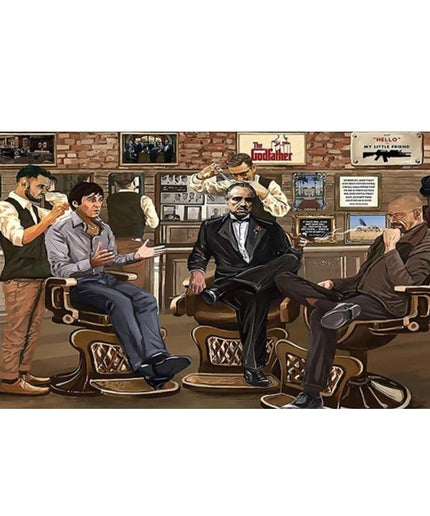 Vintage Charm: Nostalgic Godfather in Barbershop Classic Canvas Print 