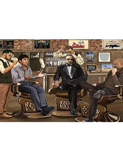 Vintage Charm: Nostalgic Godfather in Barbershop Classic Canvas Print 