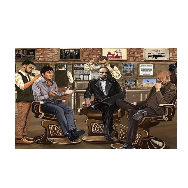 Vintage Charm: Nostalgic Godfather in Barbershop Classic Canvas Print 