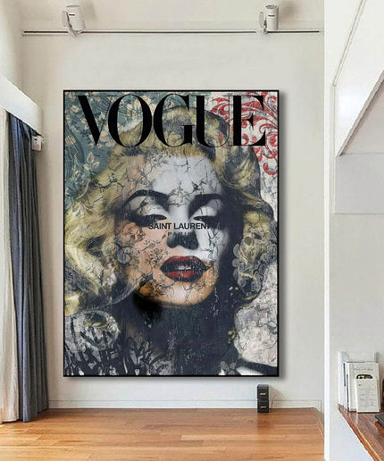 Vogue Paris Cover - Marilyn Monroe Graffiti Canvas Decor Poster Wall Poster