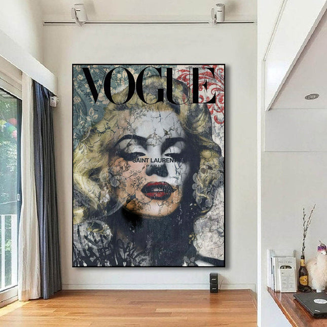 Vogue Paris Cover - Marilyn Monroe Graffiti Canvas Decor Poster Wall Poster