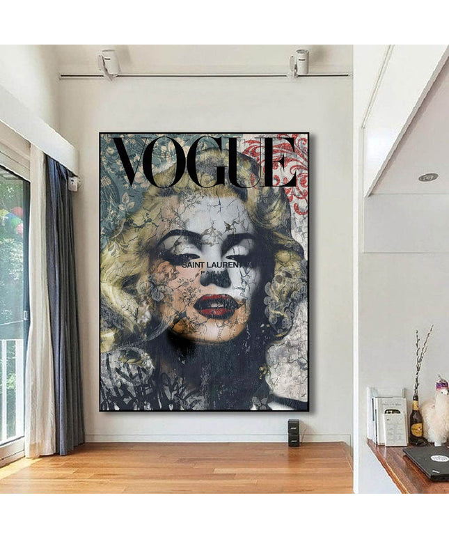 Vogue Paris Cover - Marilyn Monroe Graffiti Canvas Decor Poster Wall Poster