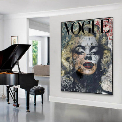 Vogue Paris Cover - Marilyn Monroe Graffiti Canvas Decor Poster Wall Poster