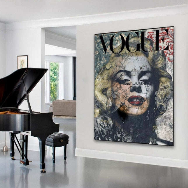 Vogue Paris Cover - Marilyn Monroe Graffiti Canvas Decor Poster Wall Poster