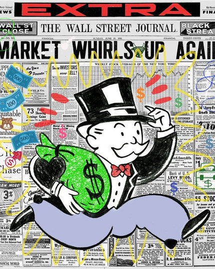 Wall Street Journal Art Poster - Alec Monopoly's Fortune on Canvas