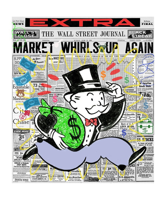 Wall Street Journal Art Poster - Alec Monopoly's Fortune on Canvas
