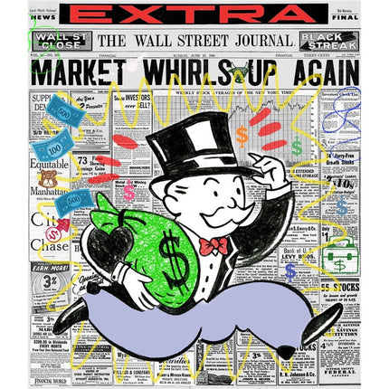 Wall Street Journal Art Poster - Alec Monopoly's Fortune on Canvas