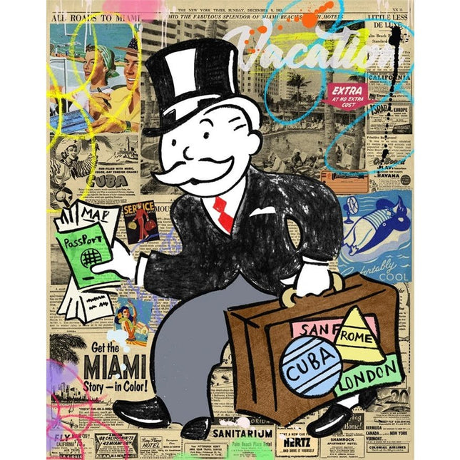 Wall Street Journal Art Poster - Alec Monopoly's Fortune on Canvas