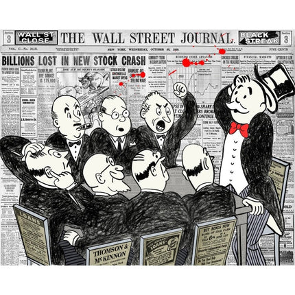 Wall Street Journal Art Poster - Alec Monopoly's Fortune on Canvas