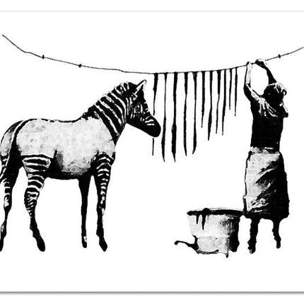 Washing Zebra Stripes: Banksy Inspired Print Wall Poster