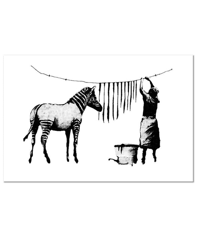 Washing Zebra Stripes: Banksy Inspired Print Wall Poster