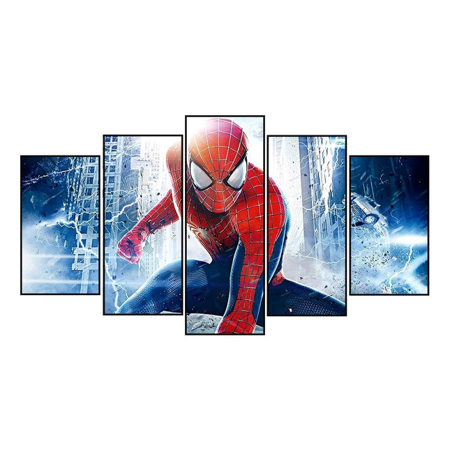 Web of Marvel Adventures: Spider-Man Movie Five-Pictures Combination Canvas Poster 