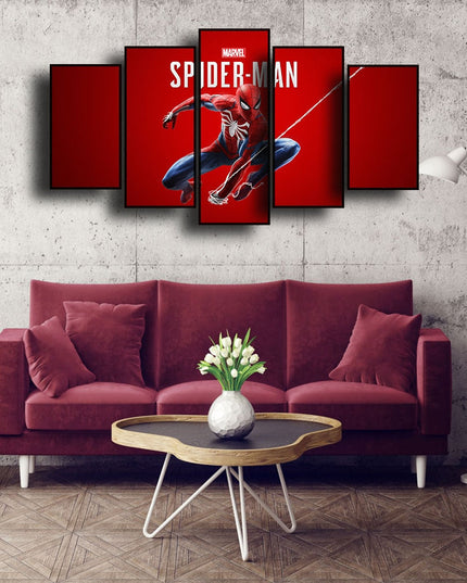 Web of Marvel Adventures: Spider-Man Movie Five-Pictures Combination Canvas Poster 