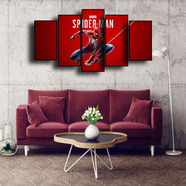 Web of Marvel Adventures: Spider-Man Movie Five-Pictures Combination Canvas Poster 