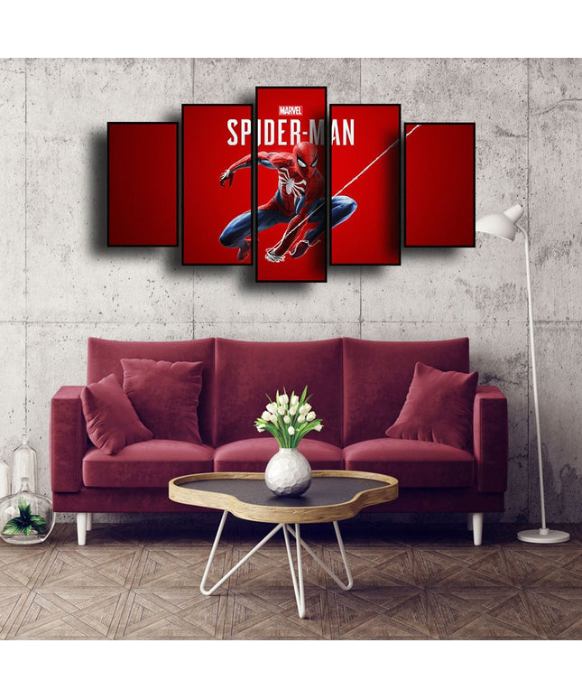 Web of Marvel Adventures: Spider-Man Movie Five-Pictures Combination Canvas Poster 