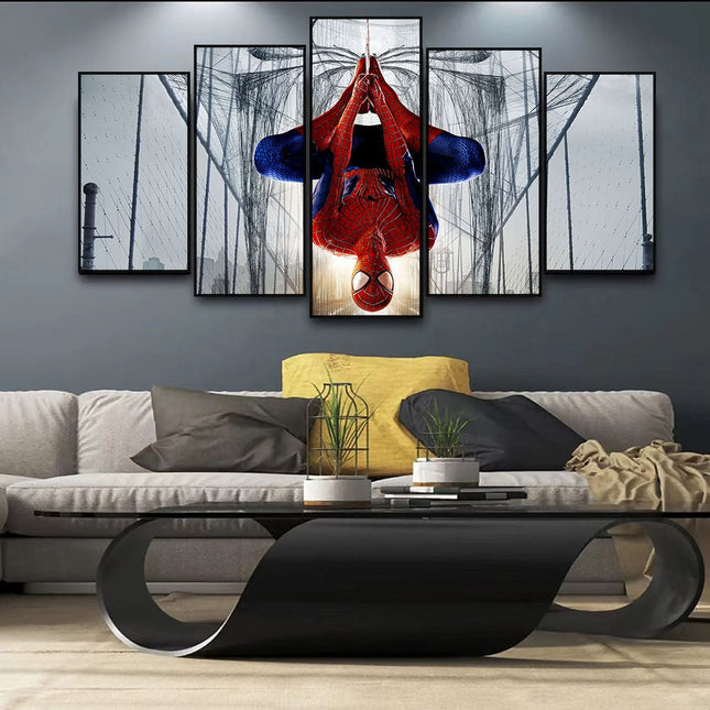 Web of Marvel Adventures: Spider-Man Movie Five-Pictures Combination Canvas Poster 