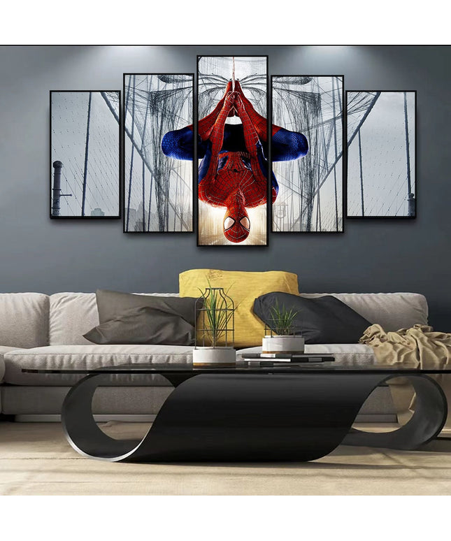 Web of Marvel Adventures: Spider-Man Movie Five-Pictures Combination Canvas Poster 
