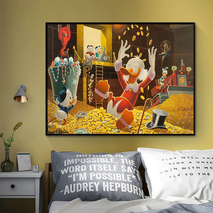 Whimsical Adventures: Disney Cartoon Classic Character Donald Duck Movie Poster 