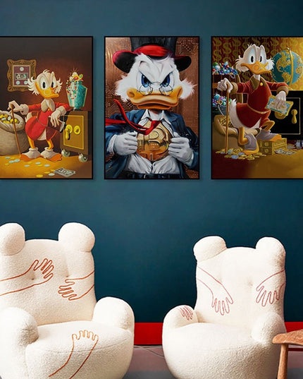 Whimsical Adventures: Disney Cartoon Classic Character Donald Duck Movie Poster 