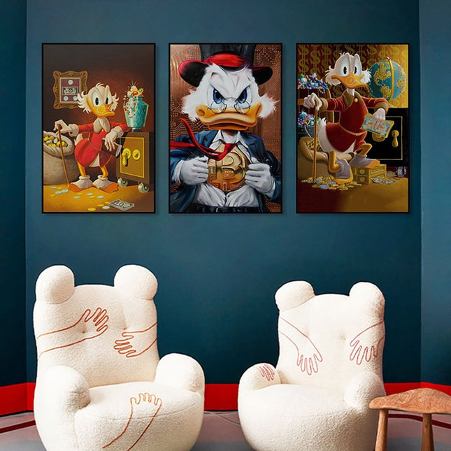 Whimsical Adventures: Disney Cartoon Classic Character Donald Duck Movie Poster 