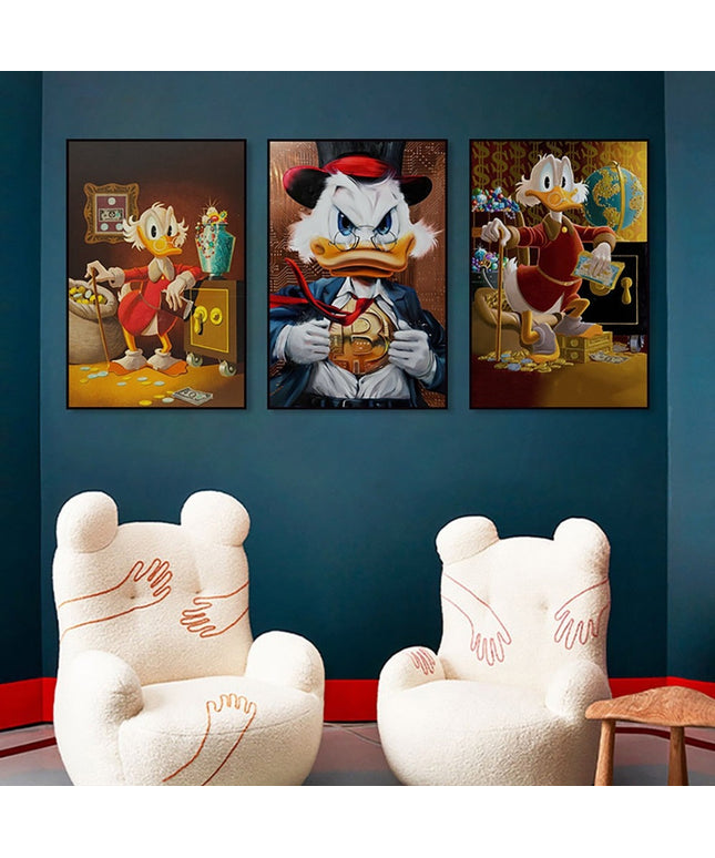 Whimsical Adventures: Disney Cartoon Classic Character Donald Duck Movie Poster 