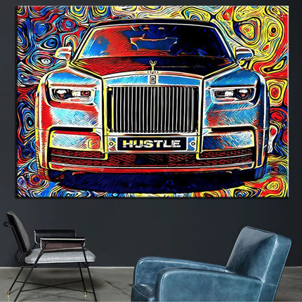 Whimsical Car Hustle Canvas Print - Playful & Stylish Wall Art for Home or Office