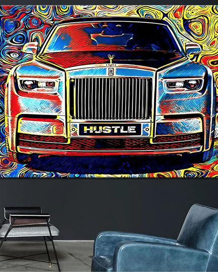Whimsical Car Hustle Canvas Print - Playful & Stylish Wall Art for Home or Office