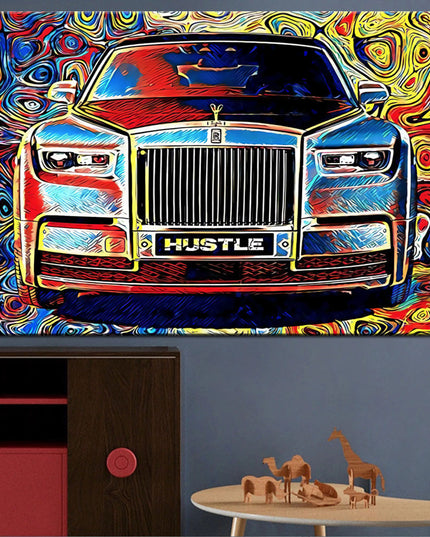 Whimsical Car Hustle Canvas Print - Playful & Stylish Wall Art for Home or Office