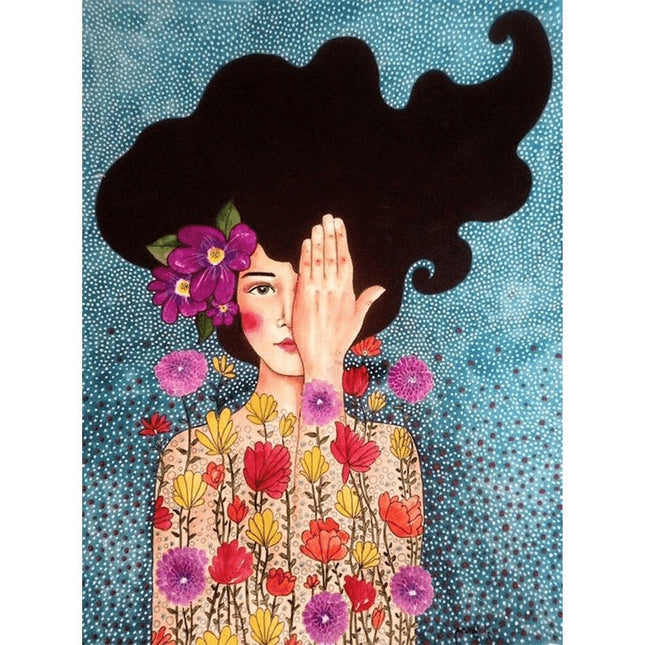 Whimsical Girl & Flower Wall Art - Artistic & Stylish Canvas Print