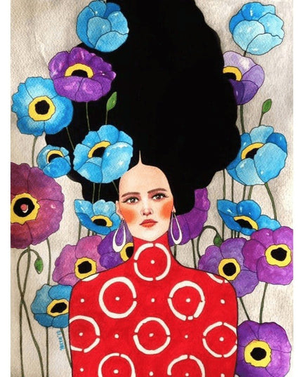Whimsical Girl & Flower Wall Art - Artistic & Stylish Canvas Print