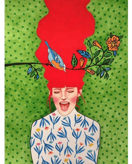 Whimsical Girl & Flower Wall Art - Artistic & Stylish Canvas Print