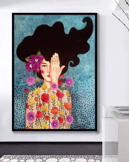 Whimsical Girl & Flower Wall Art - Artistic & Stylish Canvas Print