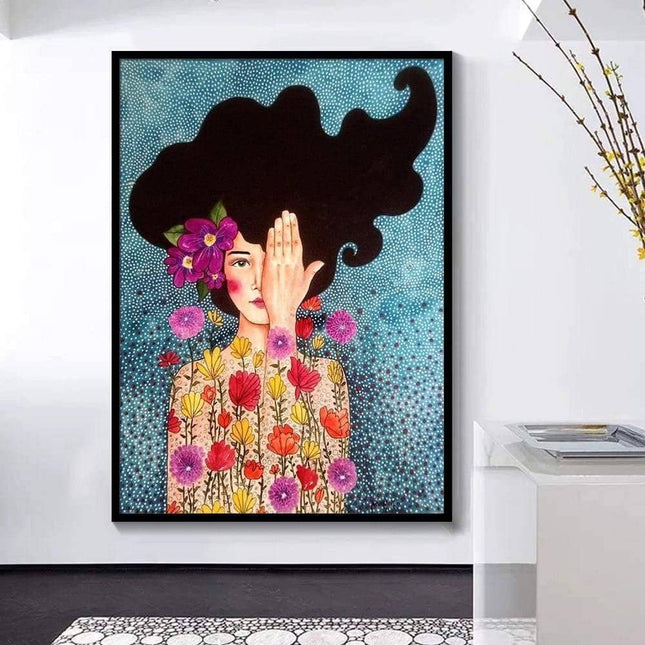 Whimsical Girl & Flower Wall Art - Artistic & Stylish Canvas Print