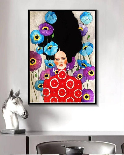 Whimsical Girl & Flower Wall Art - Artistic & Stylish Canvas Print