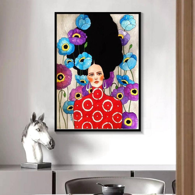 Whimsical Girl & Flower Wall Art - Artistic & Stylish Canvas Print