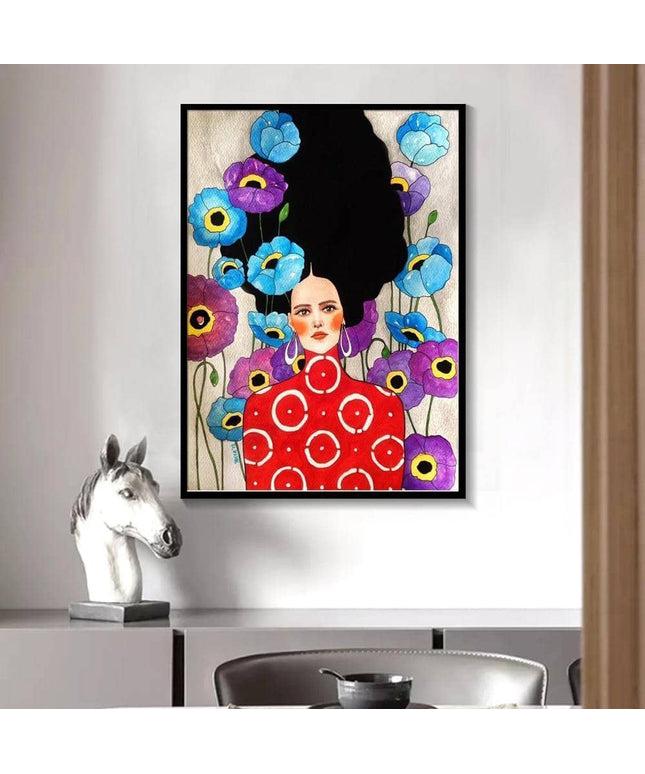 Whimsical Girl & Flower Wall Art - Artistic & Stylish Canvas Print